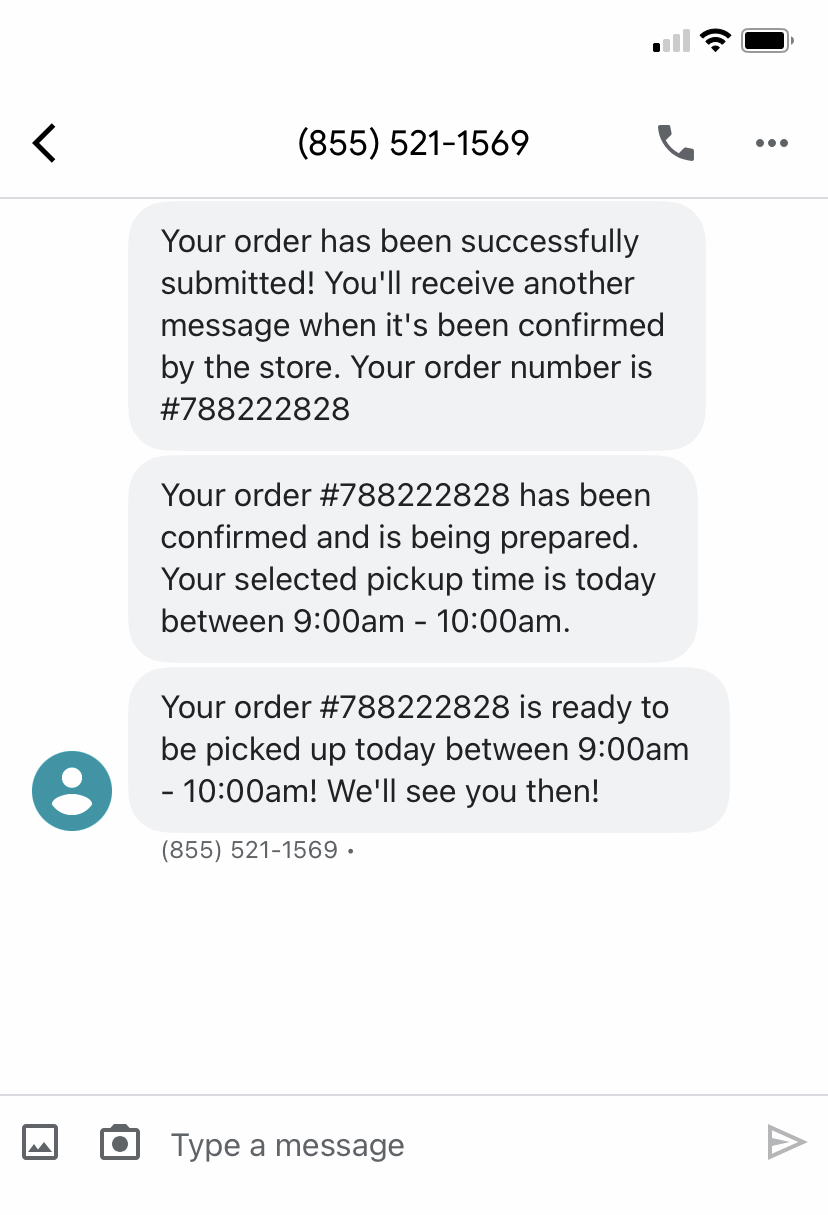 Pre-Order Text Confirmation